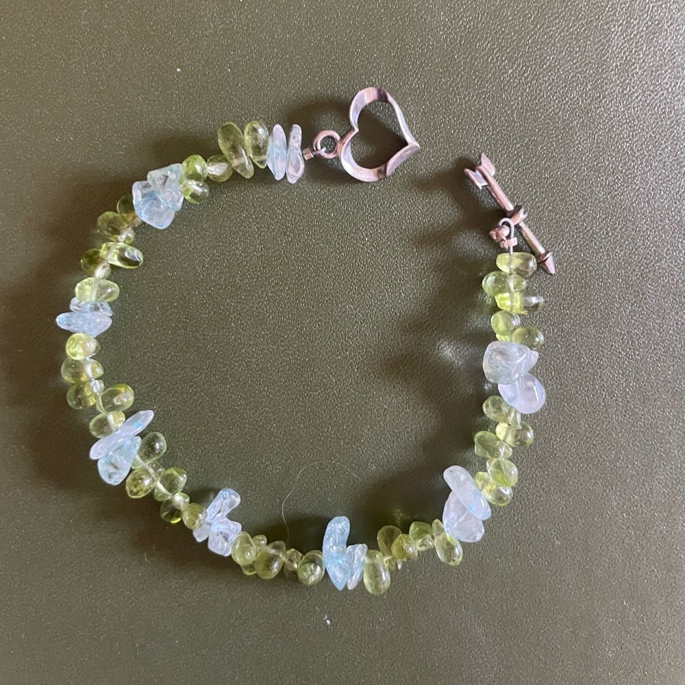 GORGEOUS GREEN AND BLUE ITALIAN STYLE BEADED BRACELET